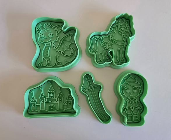 Prince 3D Printed Stamp And Cutter Set for cookies or playdoh