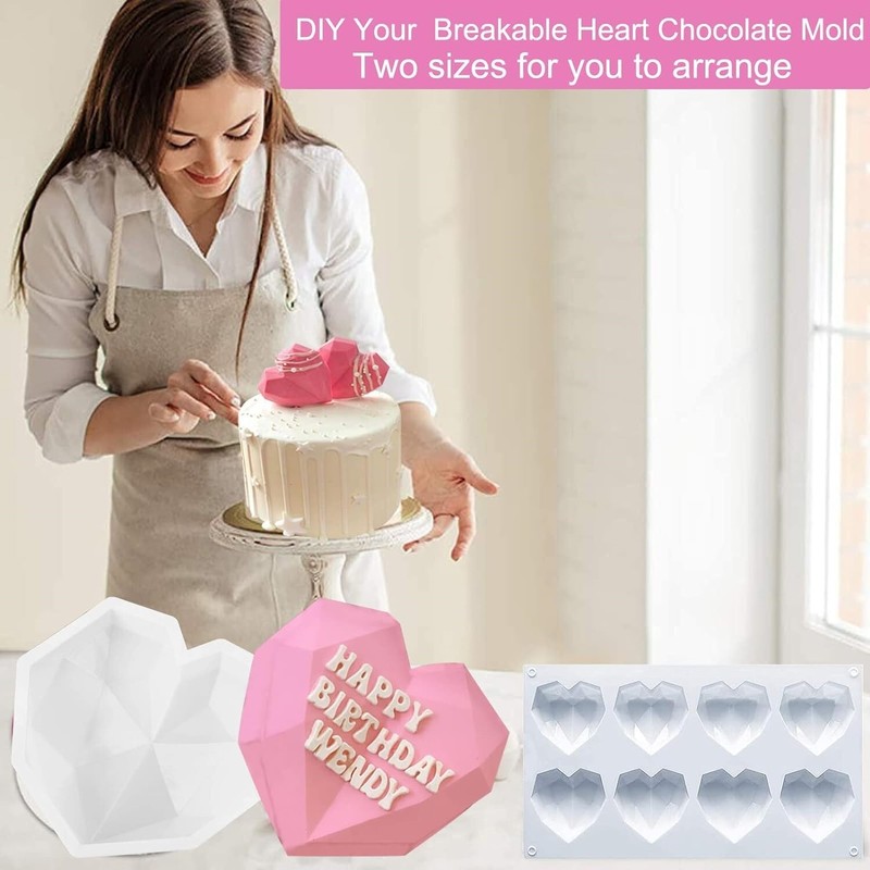 Molde De Silicona Para Chocolate Con Hoyuelos En Forma De Corazón, Bandeja 10Pcs gallery