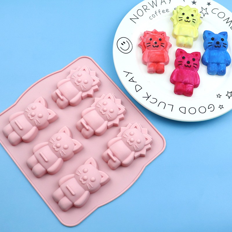 2pcs S6 lion cat silicone cake molds with high temperature resistance
