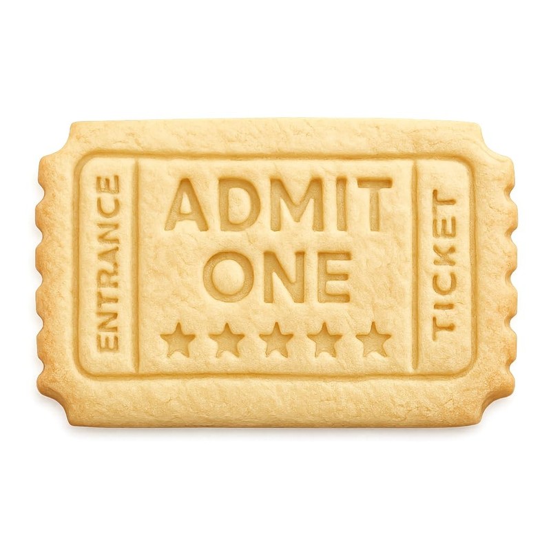 Admit One Ticket Cookie Cutter & Stamp 4×2.4″ for Baking Fondant Clay Embosser