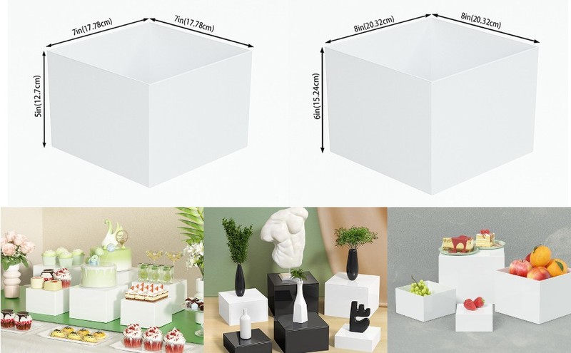 6Pcs Buffet Riser Dessert Table Display Set Square Stackable with Hollow bottoms gallery