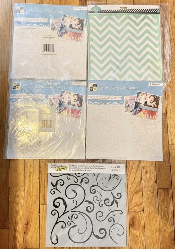 5 New 12 X12 Craft Scrapbook Stencils Lace Swirl Chevron Floral Lg Template Lot