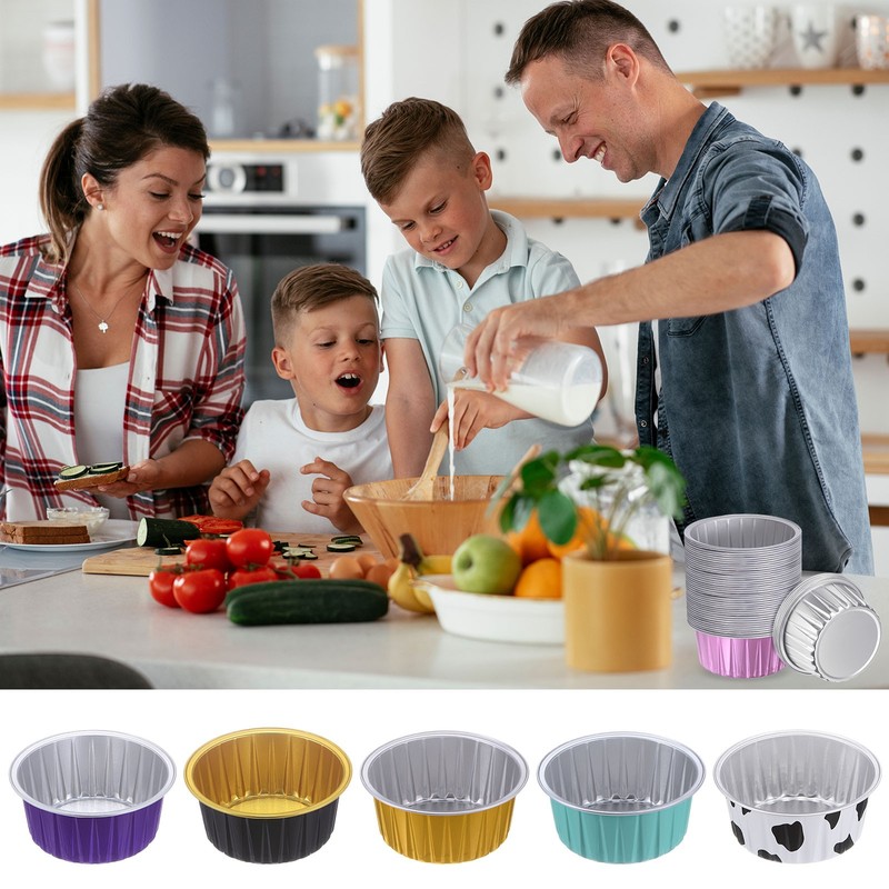 Silver Cupcake Cups, 25pcs 66x36x85mm Aluminum Foil Standard Cupcake Liners gallery