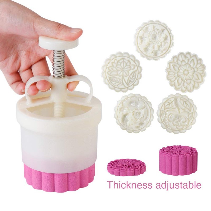 180g 5pcs Cookie Stamps Thickness Adjustable Moon Cake Mold Set, Cookie Press... gallery