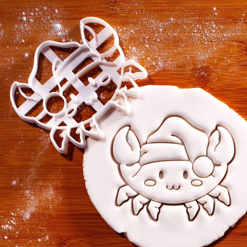 Santa Claws Crab Cookie Cutter – Coastal Christmas beach crustacean ocean