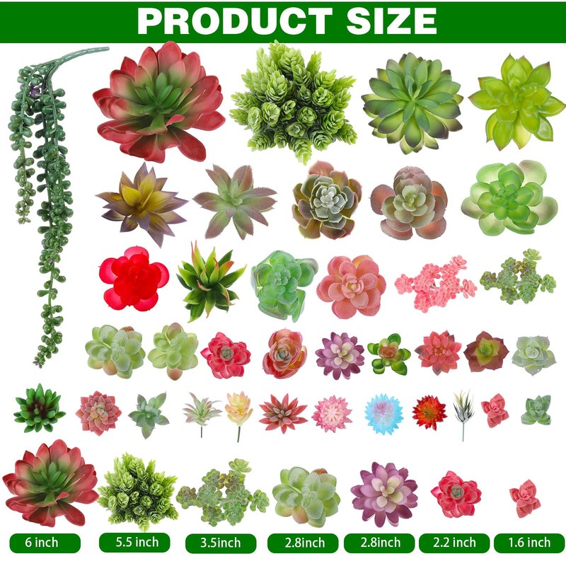 Willbond 50 Pcs 50 Pcs Bulk Mini Artificial Succulents Plants Assorted Unpotted gallery