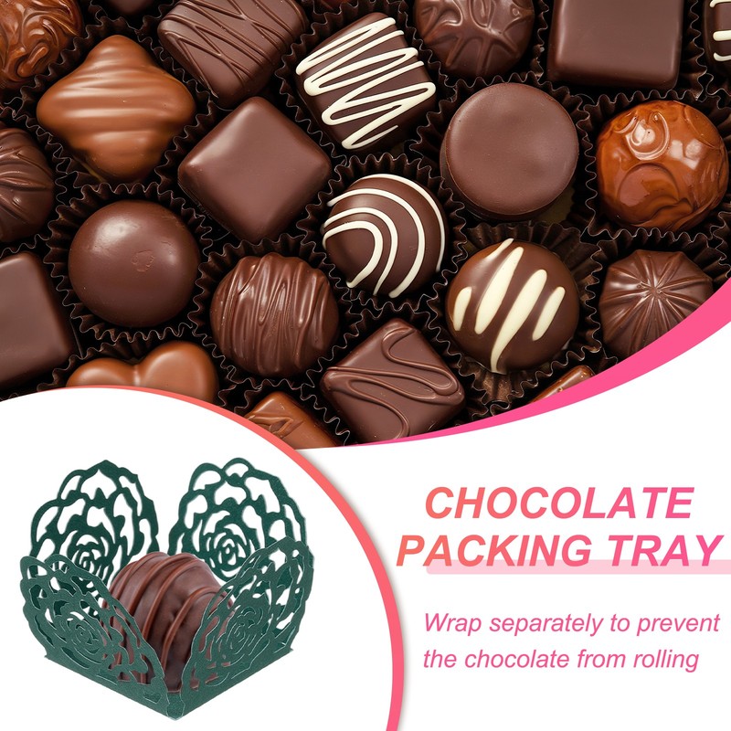 25 PCS Truffle Wrapper 4 Inch Square Cupcake Liner Baking Paper Dark Green gallery