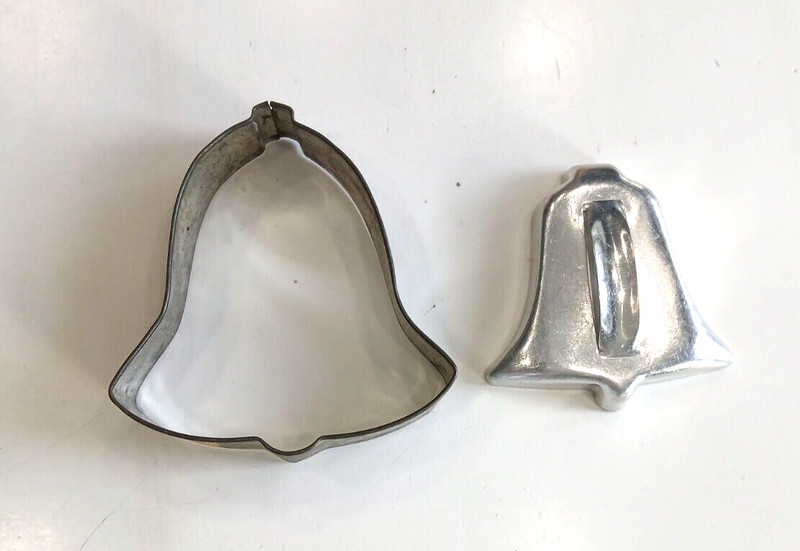 Two sizes Holiday Bell Cookie Cutters Vintage Large 3.5″ and 2.5″ with handle