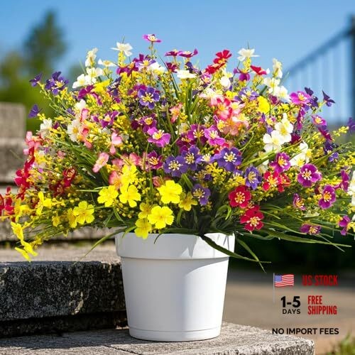 Grunyia 24 Bundles Artificial Faux Flowers Outdoor Plants for Autumn 24mix