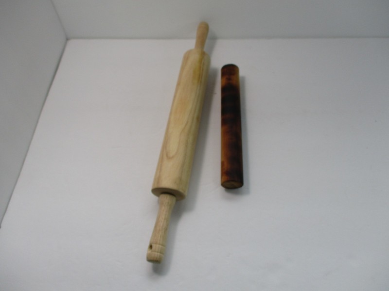 lot 2 Wooden Rolling Pin for Baking 17.75 & 9in Long Dough Roller Classic beige