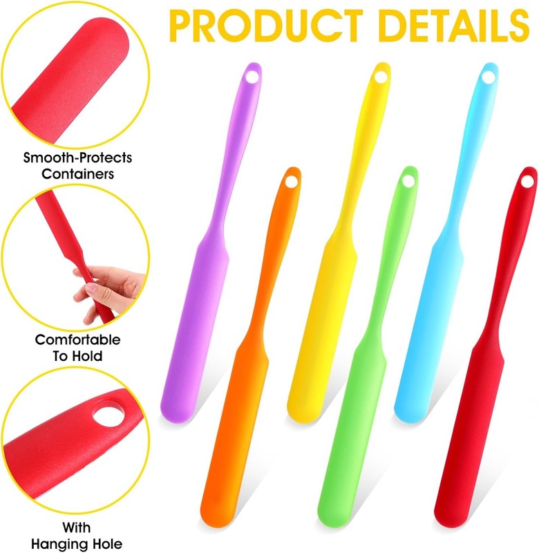 24pcs Jar Spatula,Silicone Jar Scraper with Long Handle,J Spreader Cake gallery