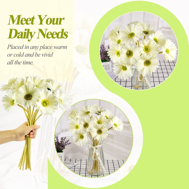 Willbond 24 Pcs Artificial Gerbera Daisies Flowers 15 In White Fake Daisy gallery