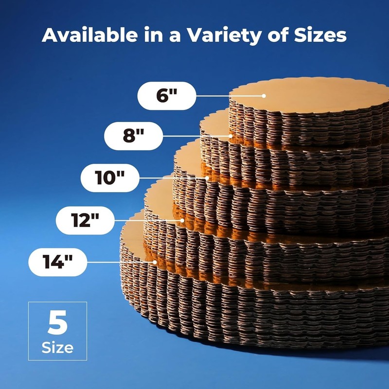 20 Pack 14" Gold Cake Circles - Greaseproof Cardboard Rounds gallery