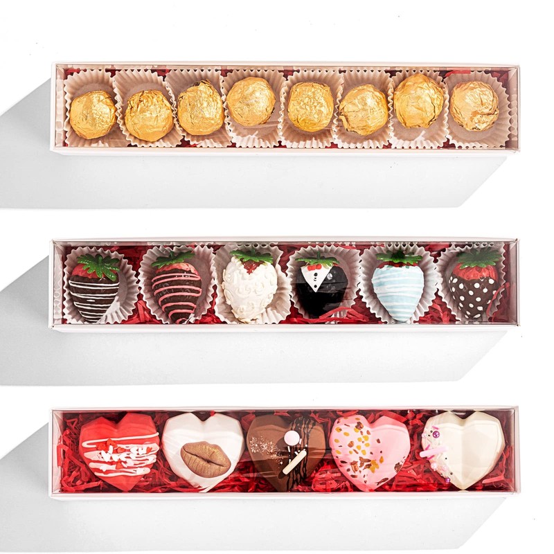 15 Pack Long Chocolate Covered Strawberry Boxes for 6 ,12x2.2x2 Inch with Cle... gallery