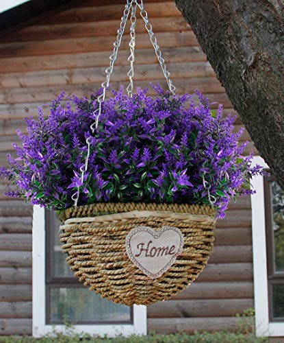 Artificial Greenery Lavender Fake Shrubs Flowers UV Resistant 8 Bundles Purple gallery