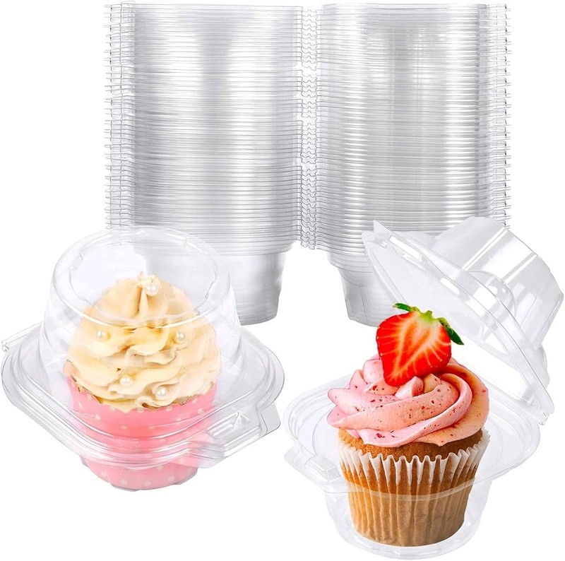 BPA-Free Clear Cupcake Containers - 50 Pack with Deep Dome & Easy Snap Closure gallery