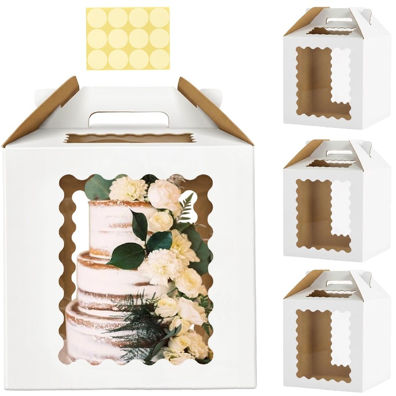 3 Pack 12x12x12 Inch Tall Cake Boxes with windows,10in 12in Large Tiered Cake…
