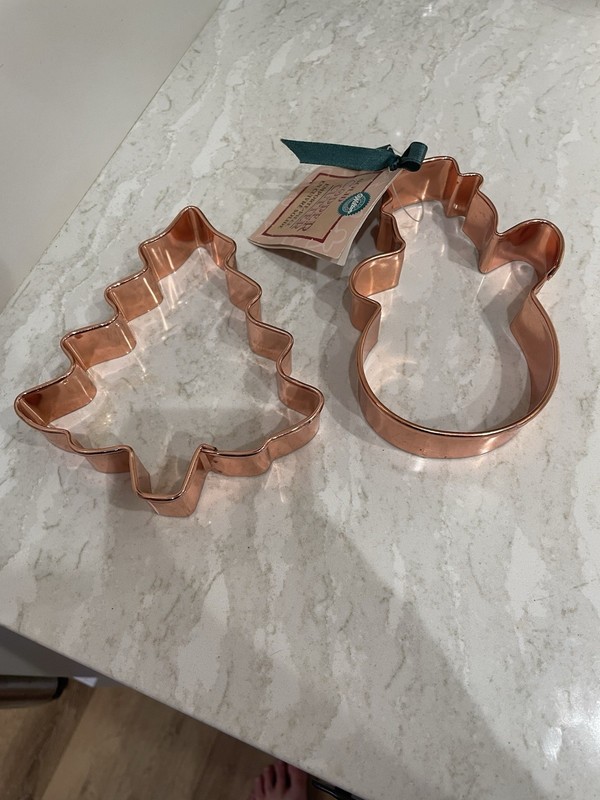 Wilton Solid Copper Snowman & Christmas Tree Cookie Cutters Set of 2 New