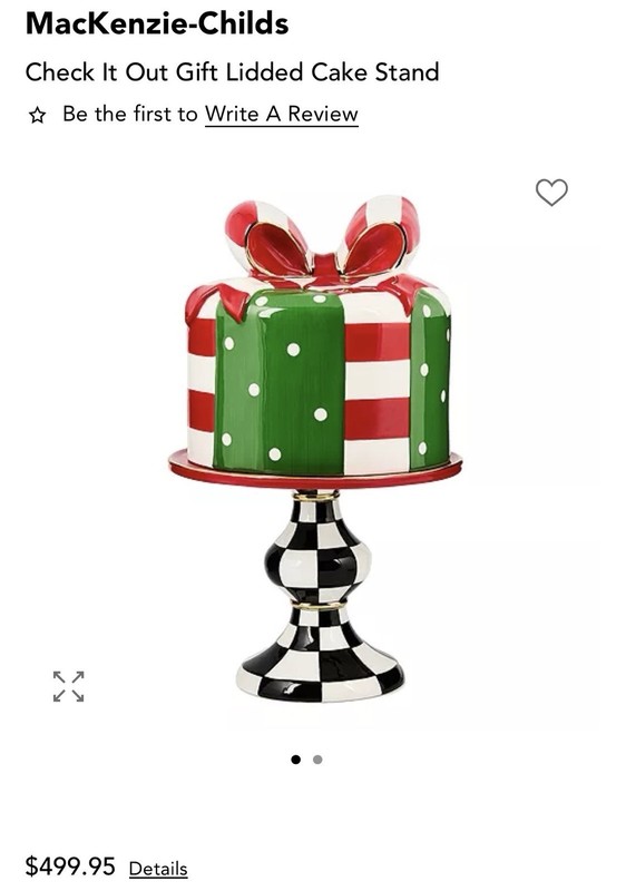 MacKenzie-Childs Courtly check It Out gift Lidded Cake Stand