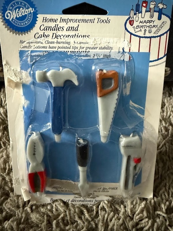 5 Vintage Wilton Home Improvement Tools Birthday Candles 2.25" Hammer Saw Pliers