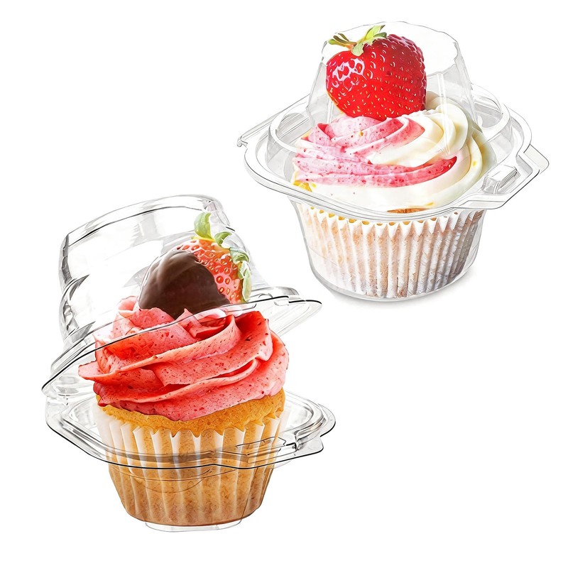 50 Pcs Cupcake Boxes Plastic Individual Cupcake Containers Single Cupcake