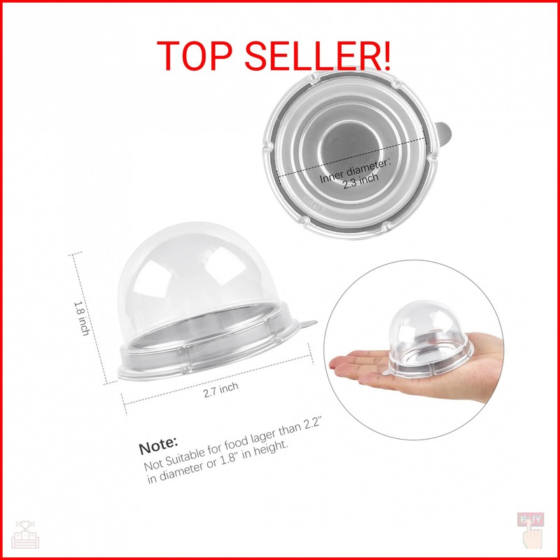 TOFLEN Mini Dessert Containers with Dome Lids, 100Pcs Clear Plastic Individual O gallery