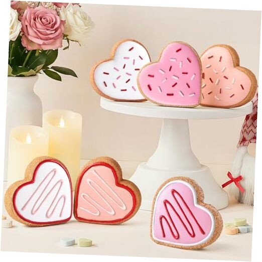 Valentines Day Decor, 6pcs Sweet Candy Heart Cookies Resin Valentines Table