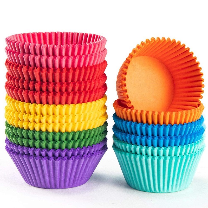 Bright Rainbow Standard Cupcake Liners Solid Colorful Paper Baking Cups 400-Coun gallery