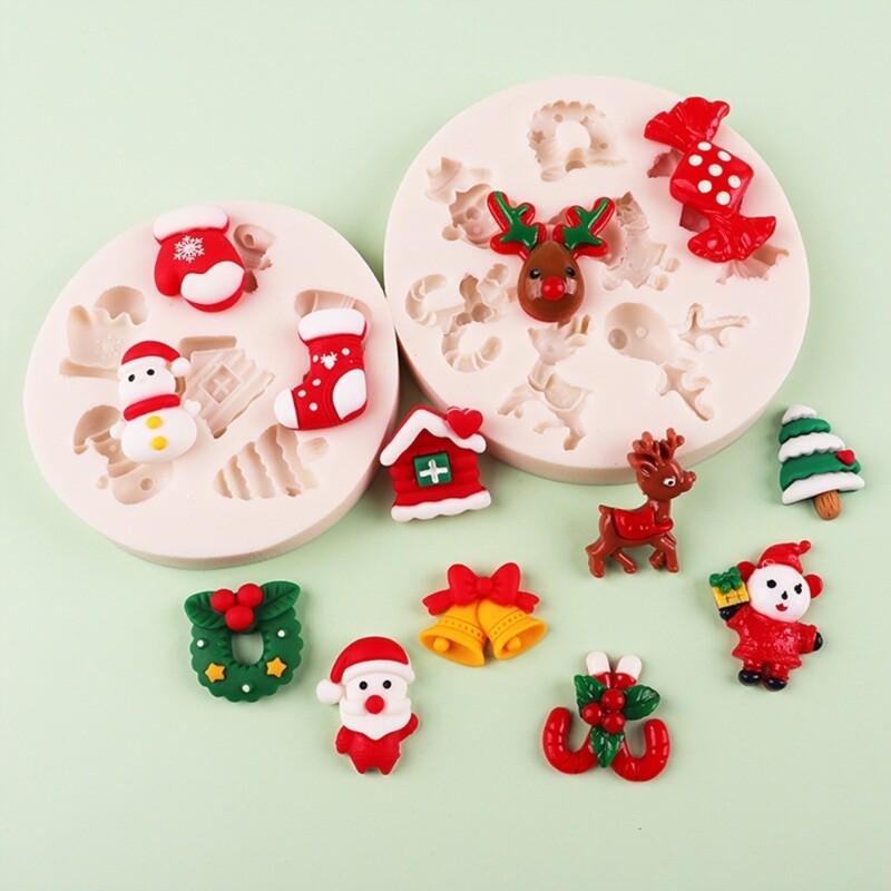 Christmas Santa Silicone Molds Fondant Cake Molds Homes Baking Making Supplies gallery