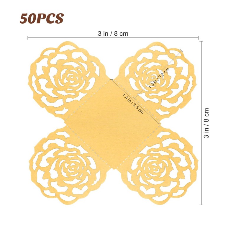 Truffle Wrappers Paper Candy Cups Gold Rose Dessert Liners Square Cups 50 PCS gallery