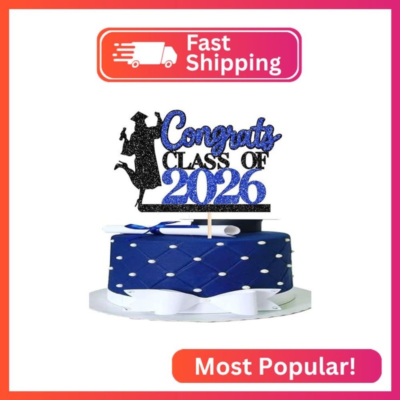 Rsstarxi 1 Pack Congrats Class of 2026 Cake Topper Congrats Grad Graduation Cap