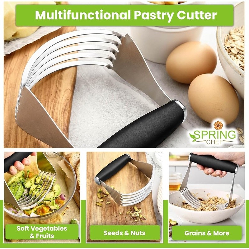 Professional Dough Blender W/ Ergonomic Handle Heavy Duty Pastry Cutter Mixer US gallery