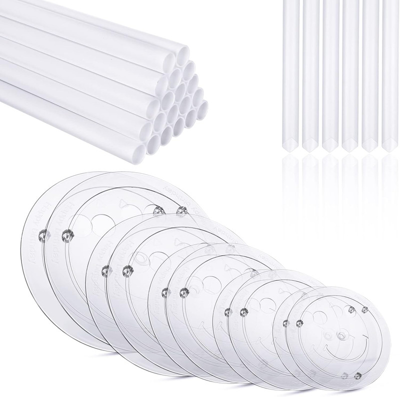 80Pcs Cake Tier Stacking Kit 10Pcs Clear Cake Separator Plates for 4, 6, 8, 10, gallery