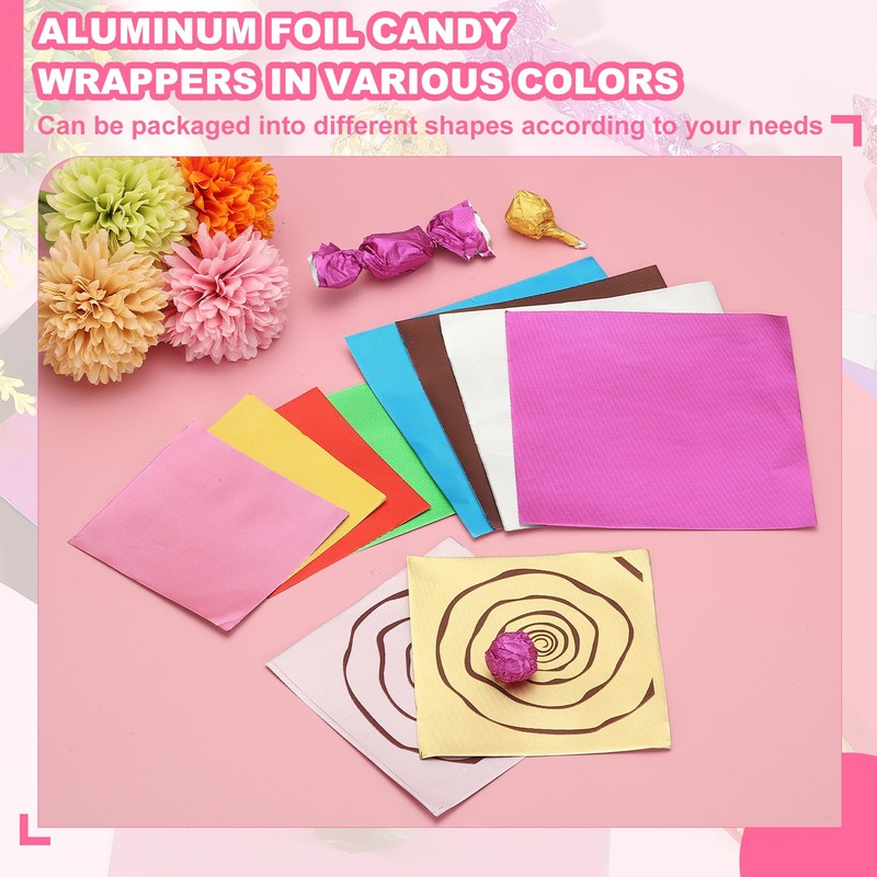 100 Pcs Candy Foil Wrappers, 4.7 x 4.7 Inch Chocolate Wrappers, Brown gallery