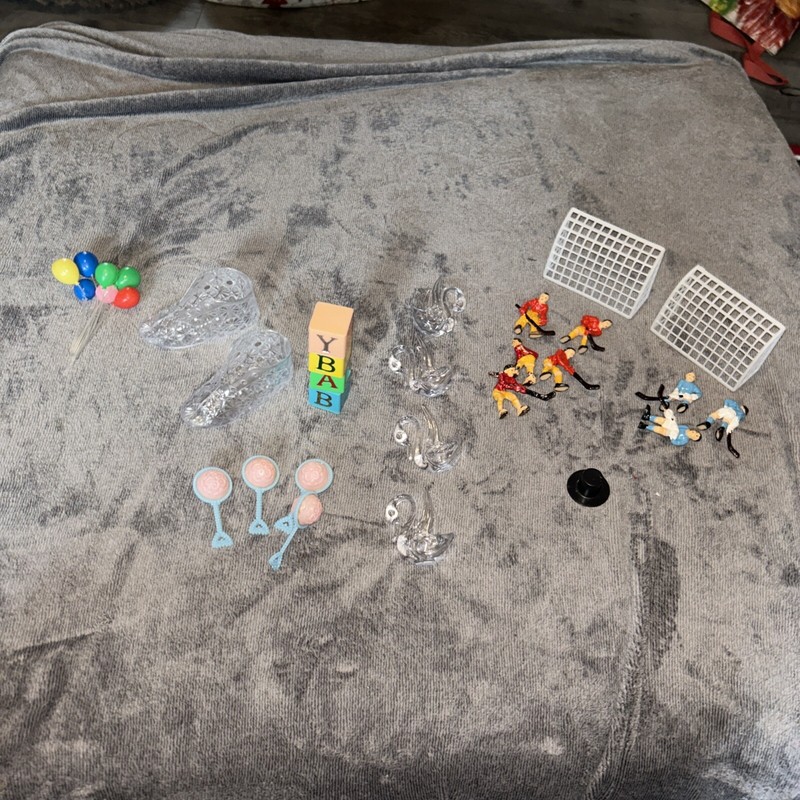 Lot Vintage Cake Toppers Balloons Baby Hockey Swans
