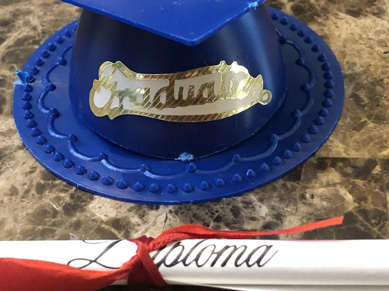 2 Graduation Cap Hat & Diploma Cake Topper Decoration Grad Party Different color gallery