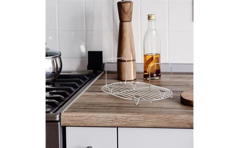 Steamer Rack with Handle 11.02X7.87X5.11 Inch Metal Cooking Steaming Rack for gallery