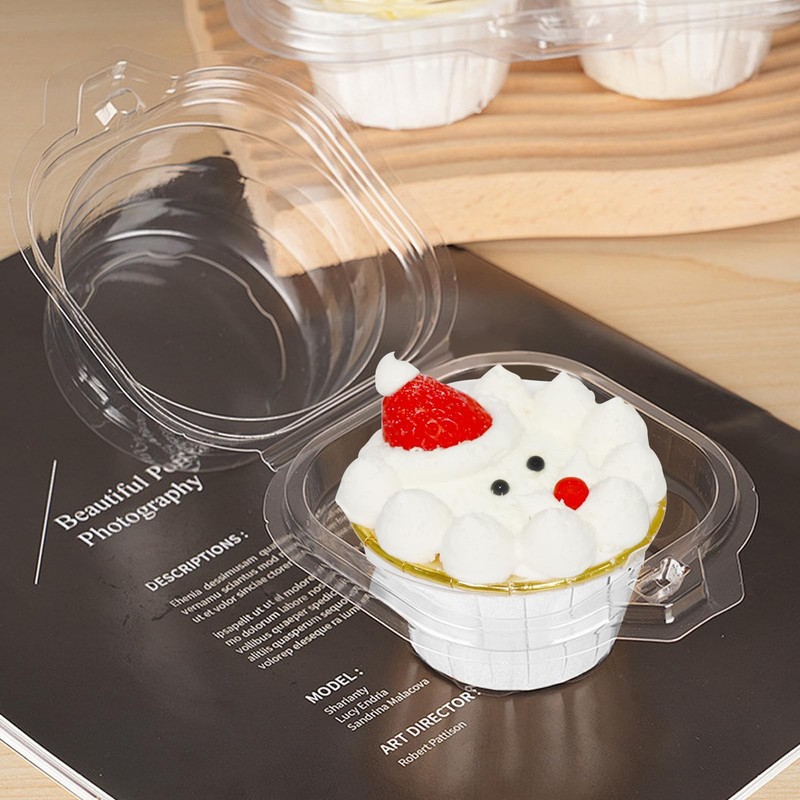 100 Pcs Individual Cupcake Containers Clear Plastic Holders with Lids Spacious gallery