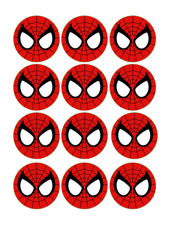 12 Spiderman edible paper, cupcake cookie toppers CHOOSE SIZE pre cut