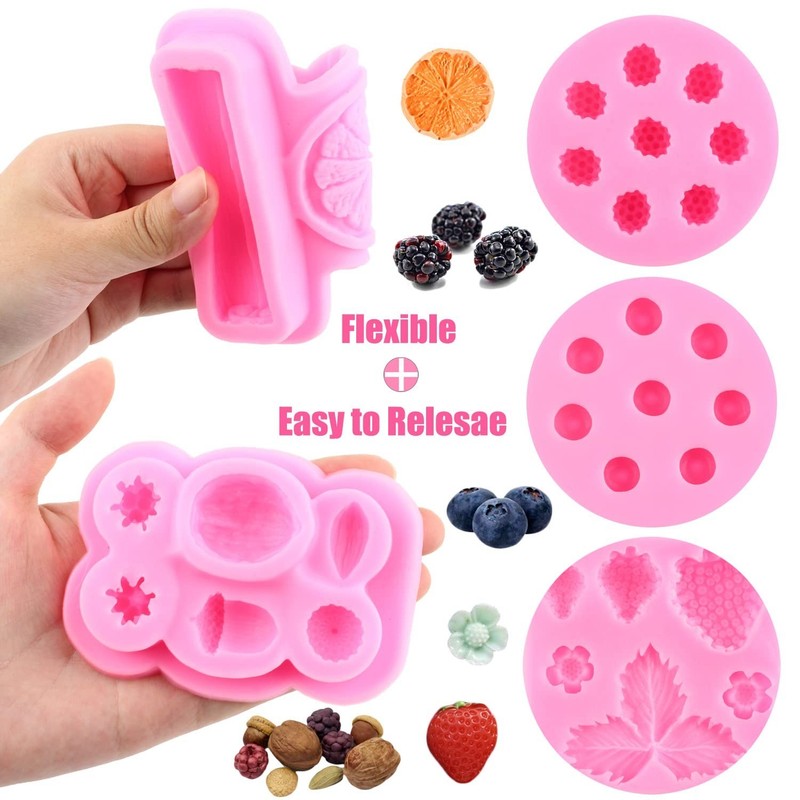 Silicone Fondant Molds Set of 5 - Blueberry, Raspberry, Strawberry & Spice Shape gallery