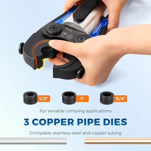Copper Pipe Crimping Tool, Hydraulic Crimping Tool With 1/2", 3/4", 1" Jaws, gallery