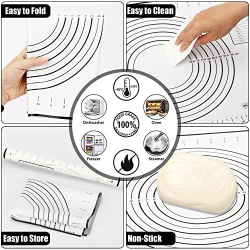 Adjustable Rolling Pin with Thickness Rings & Baking Mat - 13.6" for Pizza, Cook gallery