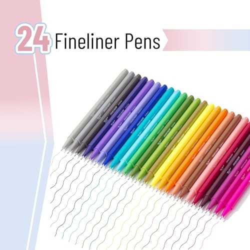- Colored Fineliner Pens, 24 Pack, 0.4mm, Ergonomic Triangular Barrels, Smooth gallery