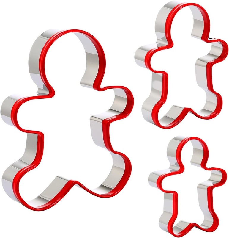 Gingerbread Man Cookie Cutters 3PCS, Stainless Steel Christmas Cookie Cutter Too
