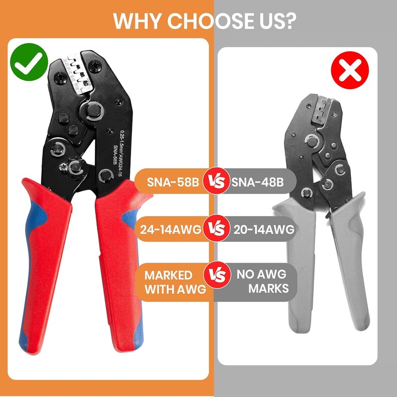 Wire Crimping Tool with Ratchet, Amliber Ratchet Wire Crimper Tool for Open gallery
