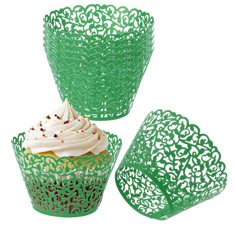 Cupcake Wraps, 50 Pieces Baking Paper Wine Decor, Dark Green