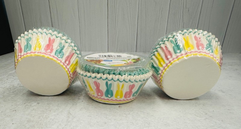3 packs of 48 (144) Easter Cupcake liners pastel kitchen bunny baking supplies