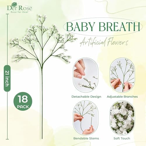Pcs Babys Breath Artificial Flowers Faux Gypsophila Stems, Real Touch Silk 18 gallery