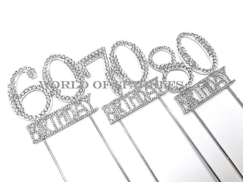 Diamante Rhinestone Cake Pick Topper Number Age Birthday 5.5cm Cake Decorations gallery