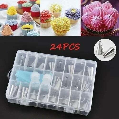 24 Pc Cake Icing Piping Nozzle Decorating Tips Baking Cooking Holidays Stainless gallery